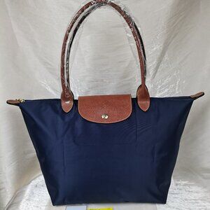 Longchamp Blue Shoulder Bag with Leather Accents